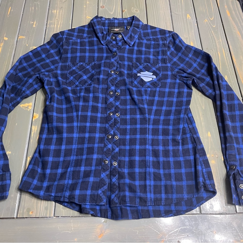 Harley-Davidson Blue Plaid Button Down Shirt